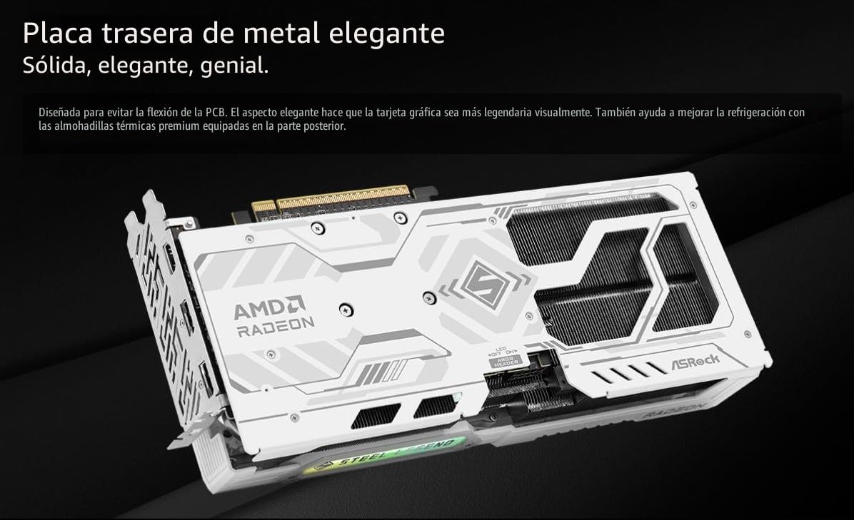 Amazon.com: ASRock Radeon RX 9060 XT Steel Legend - Tarjeta